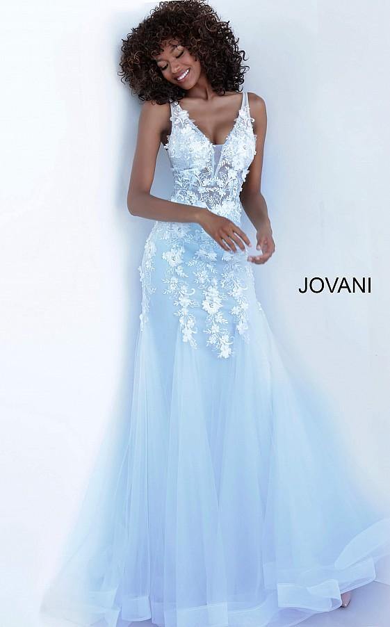 Jovani Prom Long Floral Mermaid Lace Dress 8066 - The Dress Outlet