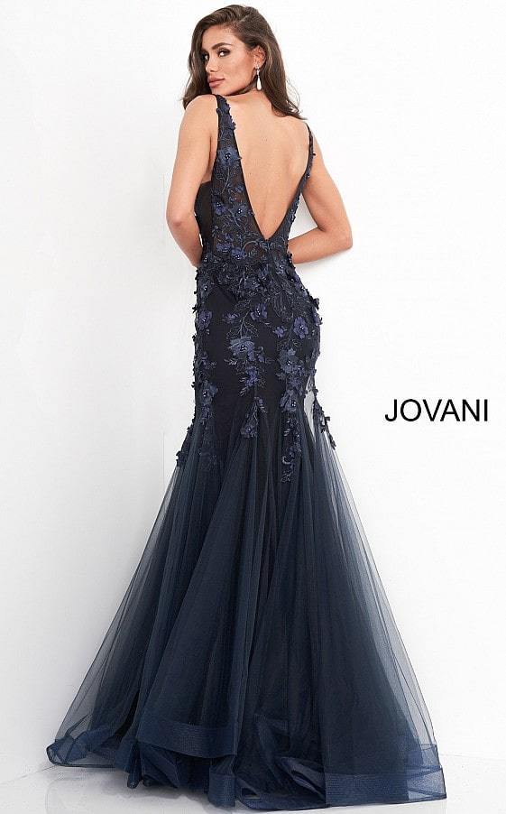 Jovani Prom Long Floral Mermaid Lace Dress 8066 - The Dress Outlet