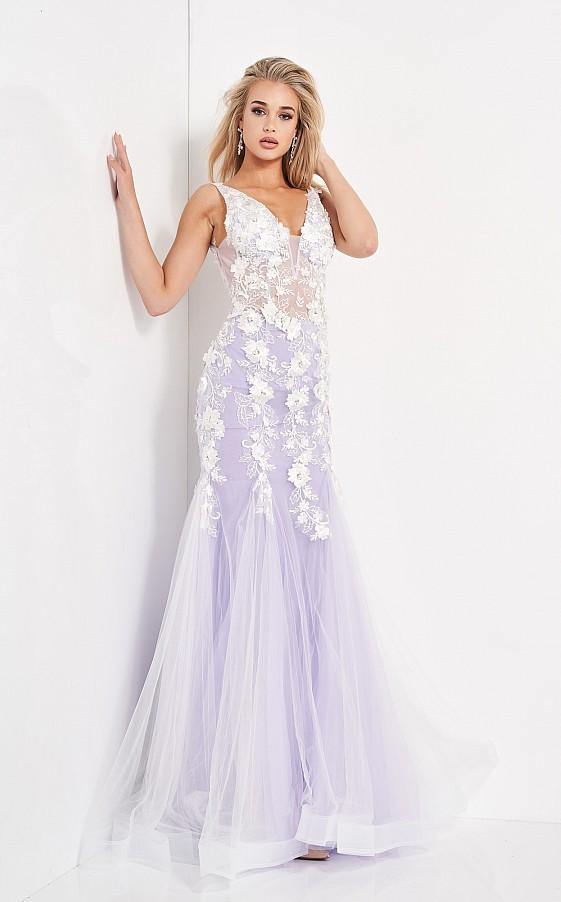 Jovani Prom Long Floral Mermaid Lace Dress 8066 - The Dress Outlet