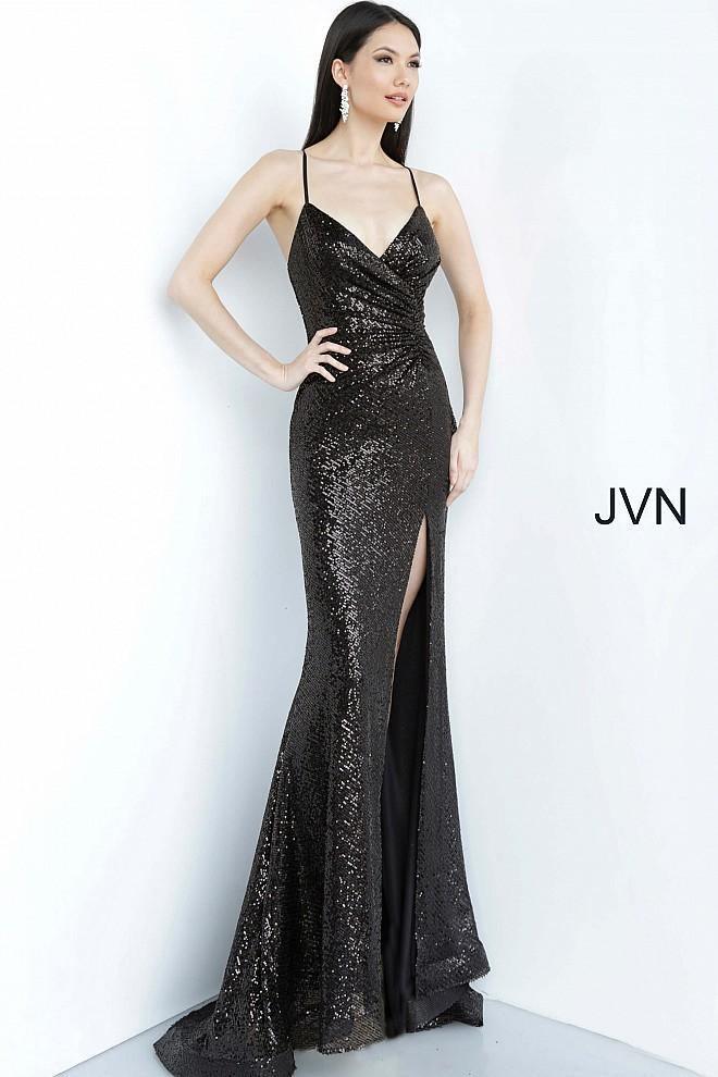 JVN By Jovani Prom Long Formal Dress JVN03172 Black - The Dress Outlet Jovani