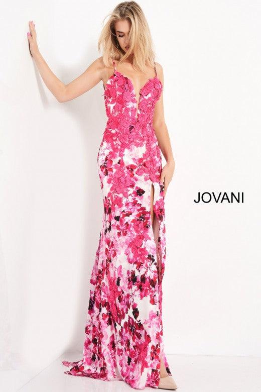 Jovani Prom Long Formal Sexy Floral Dress 06091 - The Dress Outlet