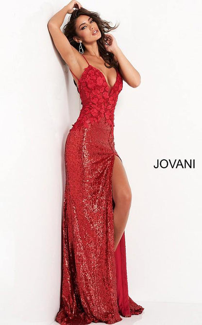 Jovani Prom Long Fitted Sexy High Slit Dress 06426 - The Dress Outlet