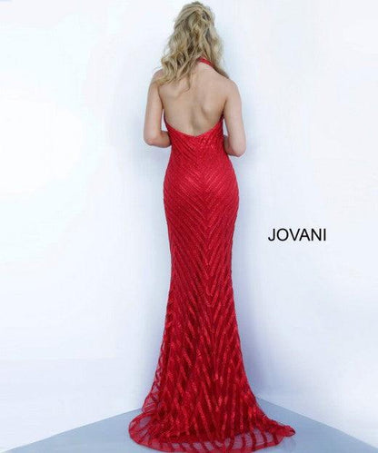 Jovani Prom Long Halter Beaded Formal Dress 00399 - The Dress Outlet