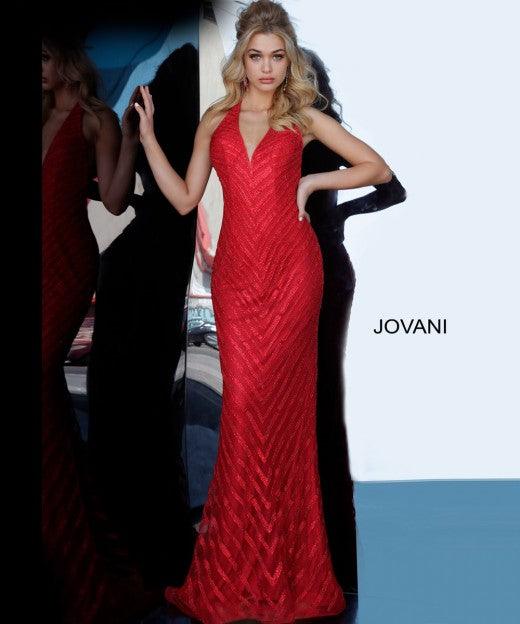 Jovani Prom Long Halter Beaded Formal Dress 00399 - The Dress Outlet