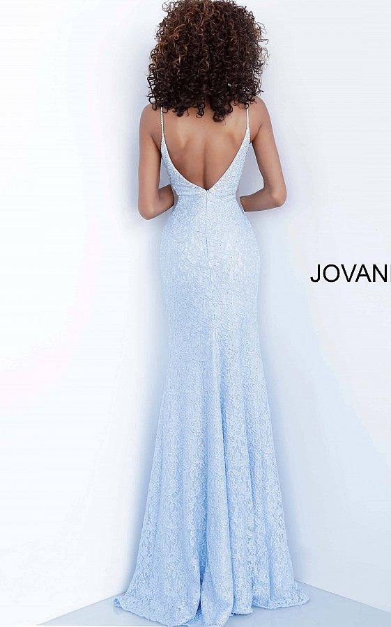Jovani Prom Long Halter Fitted Lace Dress 64010 - The Dress Outlet