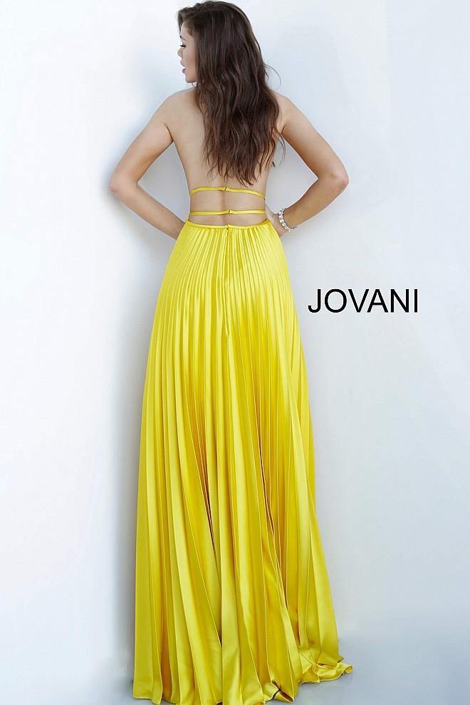 Jovani Prom Long Halter Pleated Satin Dress 00637 - The Dress Outlet