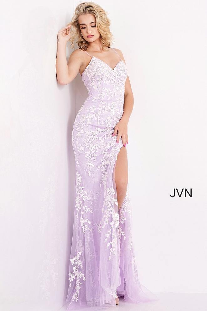 Jovani Prom Long High Slit Embroidered Dress 06660 - The Dress Outlet