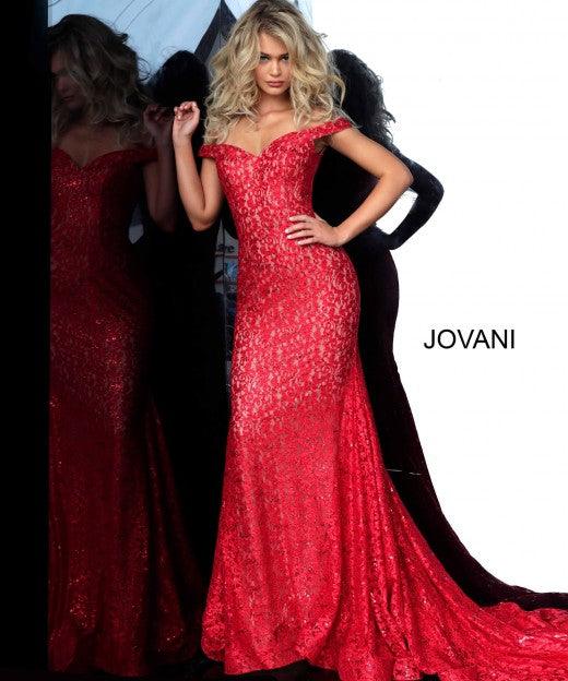 Jovani Prom Long Mermaid Fitted Lace Dress 64521 - The Dress Outlet