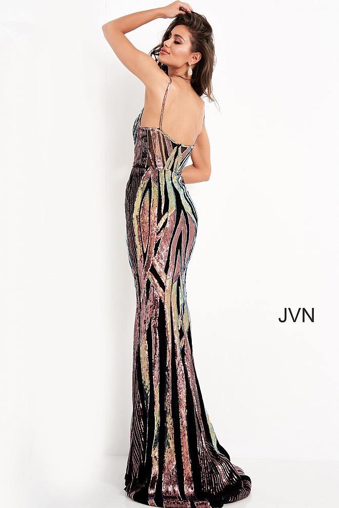Jovani Prom Long Multi Spaghetti Strap Dress 04549 - The Dress Outlet