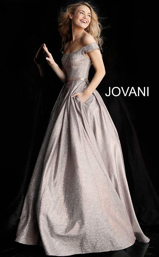 Jovani Prom Long Off Shoulder Glitter Ballgown 66950 - The Dress Outlet