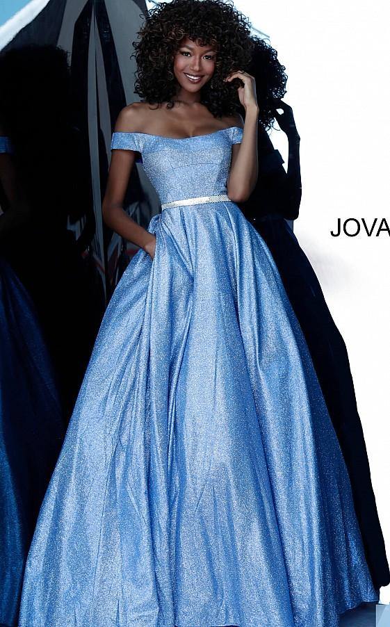 Jovani 66950 Prom Long Off Shoulder Glitter Ballgown
