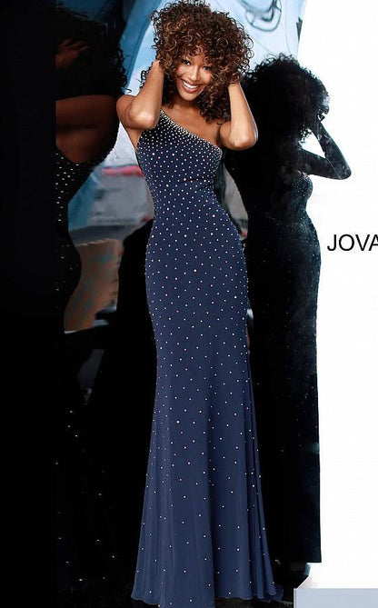 Jovani Prom Long One Shoulder Beaded Dress 1170 - The Dress Outlet