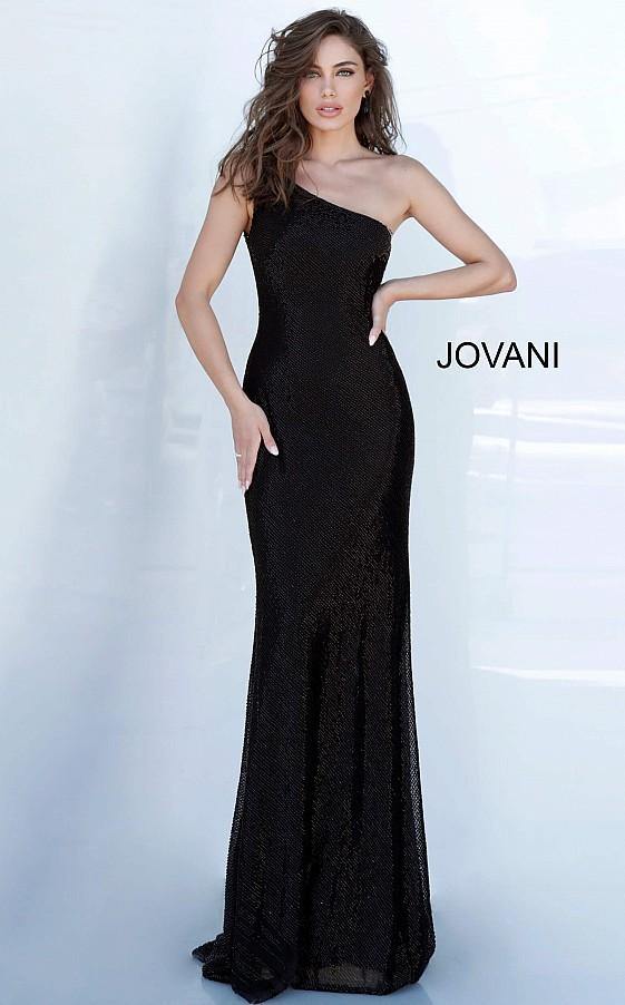Jovani Prom Long One Shoulder Beaded Dress 1248 - The Dress Outlet