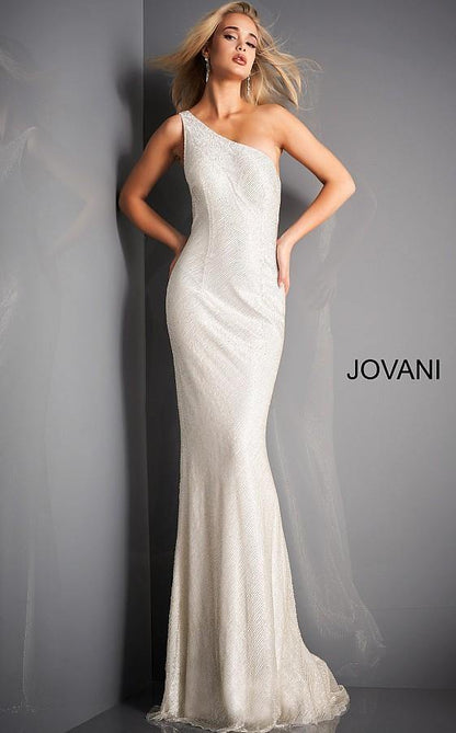 Jovani Prom Long One Shoulder Beaded Dress 1248 - The Dress Outlet
