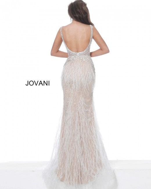 Jovani 03023 Prom Long Sleeveless Feather Dress