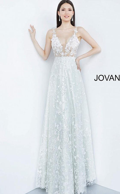 Jovani Prom Long Sleeveless Sheer Bodice Gown 03462 - The Dress Outlet