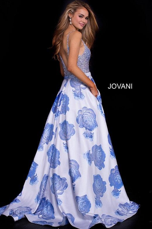 Jovani Prom Long Spaghetti Strap Floral Dress 58673 - The Dress Outlet