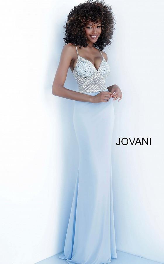 Jovani Prom Long Spaghetti Strap Fitted Gown 63147 - The Dress Outlet