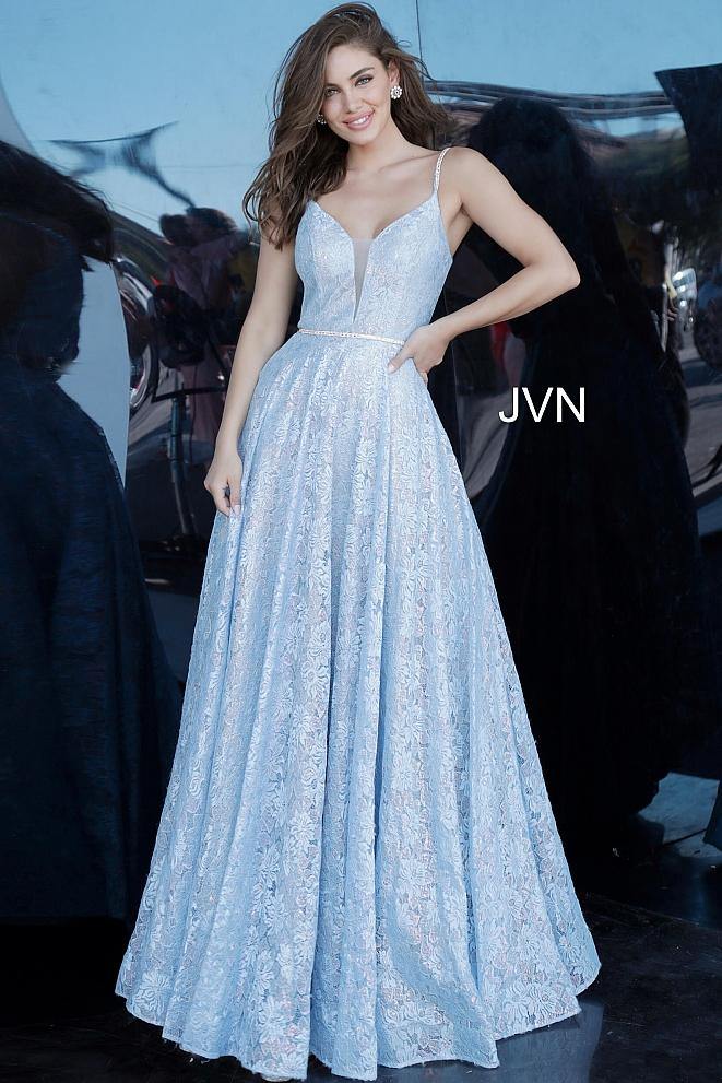 Jovani Prom Long Spaghetti Strap Lace  Dress 03111 - The Dress Outlet