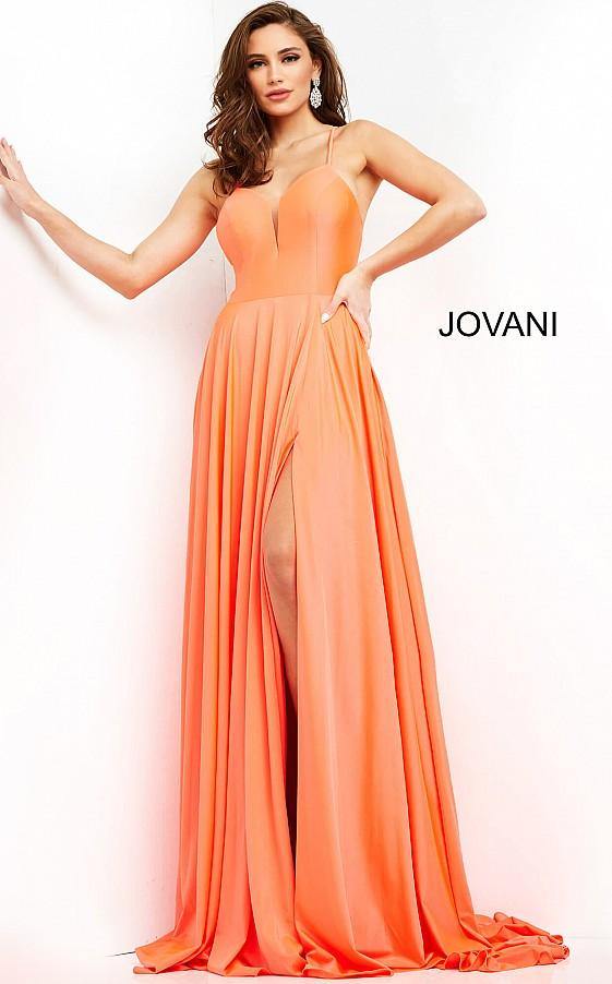 Jovani Prom Long Spaghetti Strap Sexy Dress B68640 - The Dress Outlet