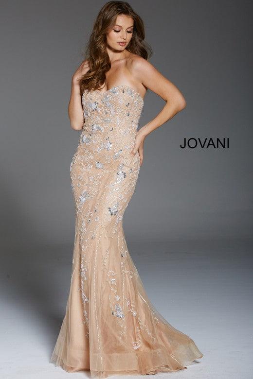 Jovani Prom Long Strapless Beaded Evening Gown 56064 - The Dress Outlet
