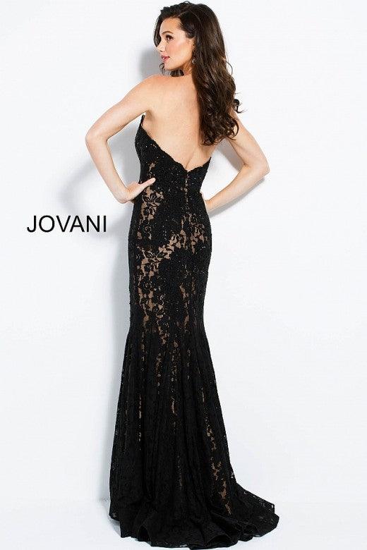 Jovani Prom Long Strapless Fitted Lace Dress 37334 - The Dress Outlet