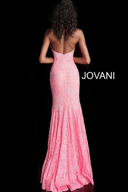 Jovani Prom Long Strapless Fitted Lace Dress 37334 - The Dress Outlet