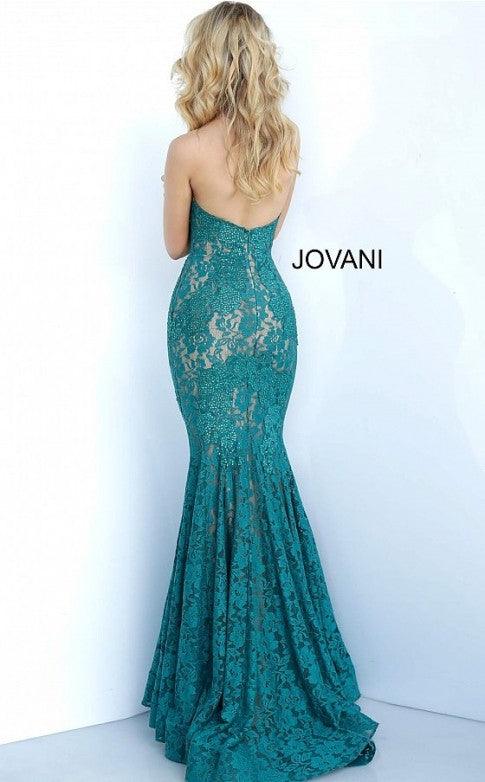 Jovani 37334 Prom Long Strapless Formal Lace Dress