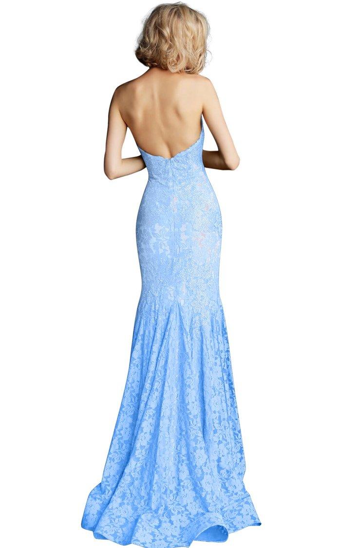 Jovani Prom Long Strapless Formal Lace Dress 37334 - The Dress Outlet