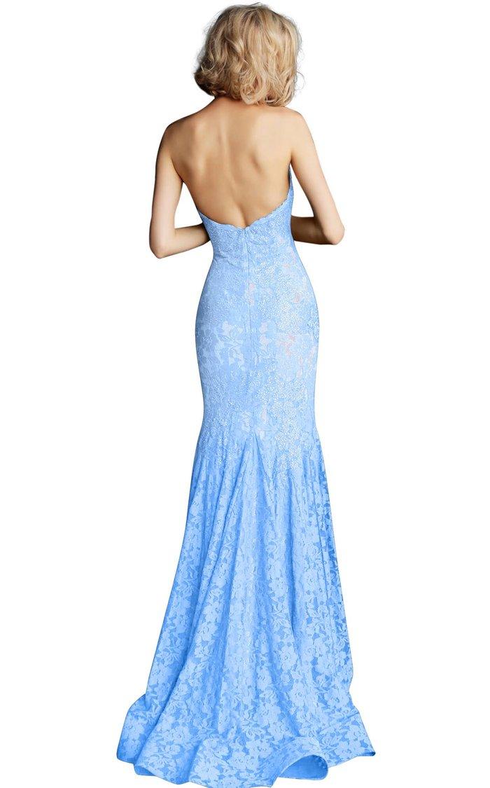 Jovani 37334 Prom Long Strapless Formal Lace Dress