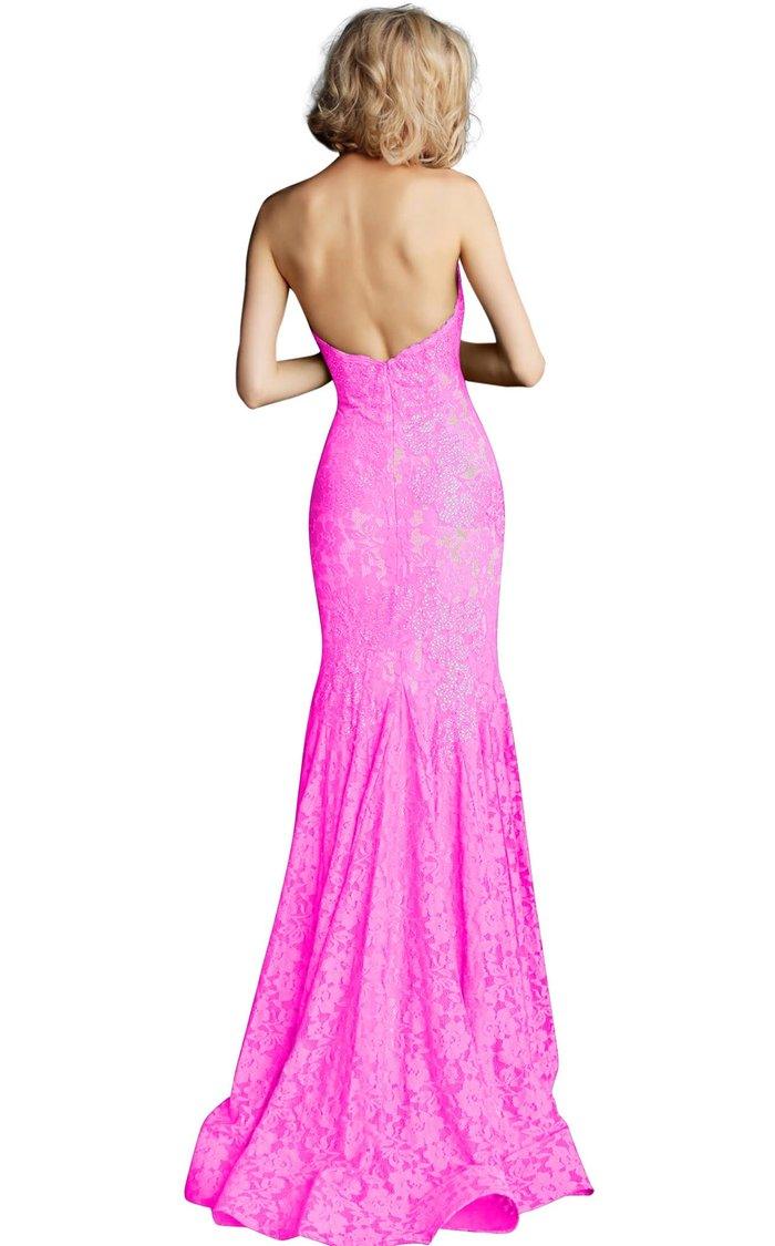 Jovani Prom Long Strapless Formal Lace Dress 37334 - The Dress Outlet