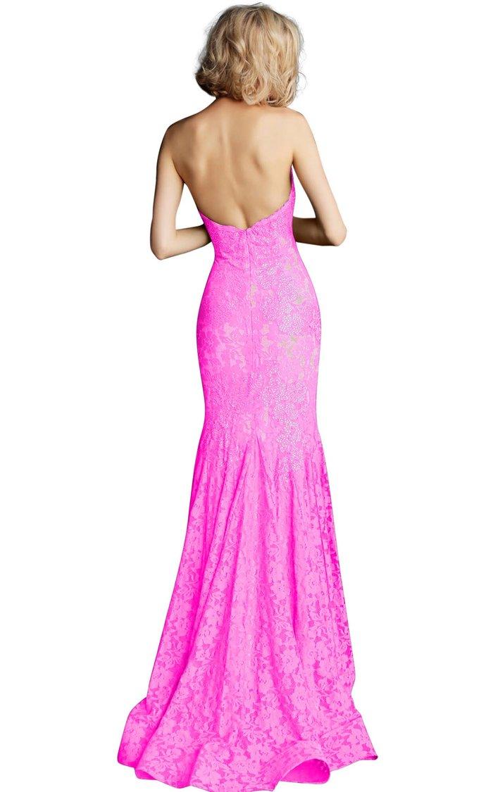 Jovani 37334 Prom Long Strapless Formal Lace Dress
