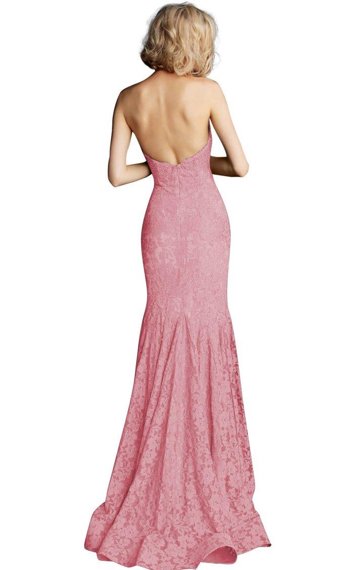 Jovani 37334 Prom Long Strapless Formal Lace Dress