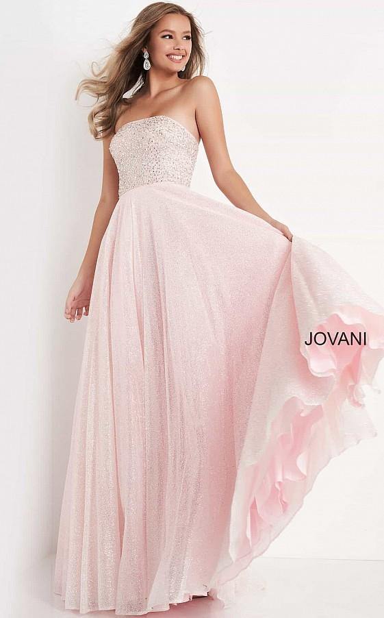 Jovani Prom Long Strapless Glitter Ball Gown K04443 - The Dress Outlet