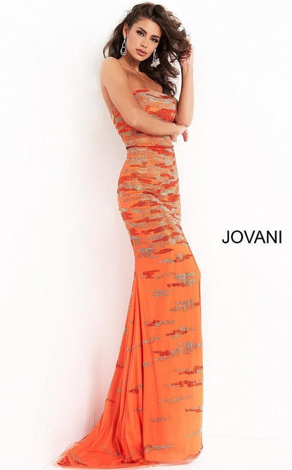 Jovani Prom Long Strapless High Slit Dress 00683 - The Dress Outlet