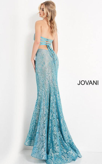 Jovani Prom Long Strapless Lace Fitted Dress 06586 - The Dress Outlet