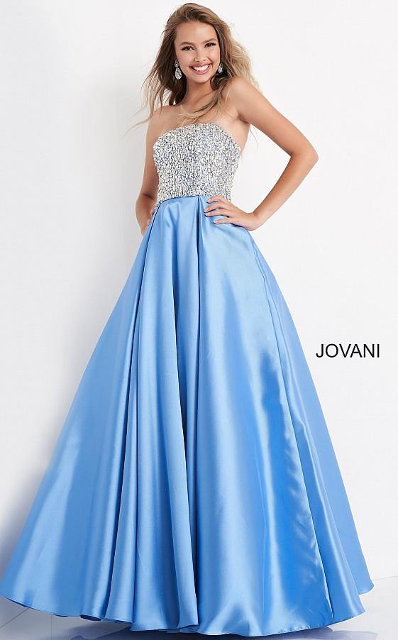 Jovani 66689 Prom Long Strapless Pleated Ball Gown K