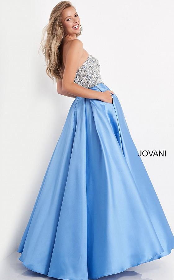 Jovani Prom Long Strapless Pleated Ball Gown K66689 - The Dress Outlet