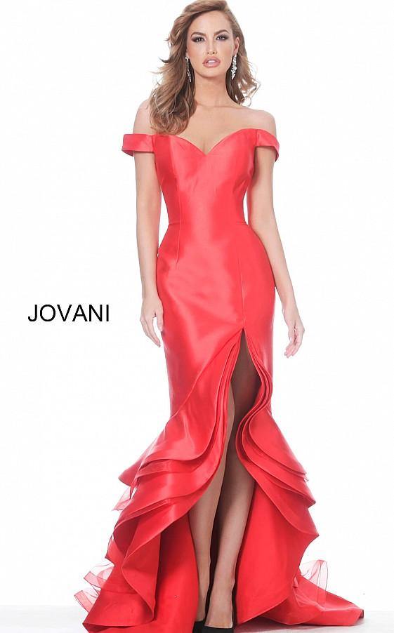 Jovani Prom Off Shoulder High Low Mermaid Gown 3823 - The Dress Outlet