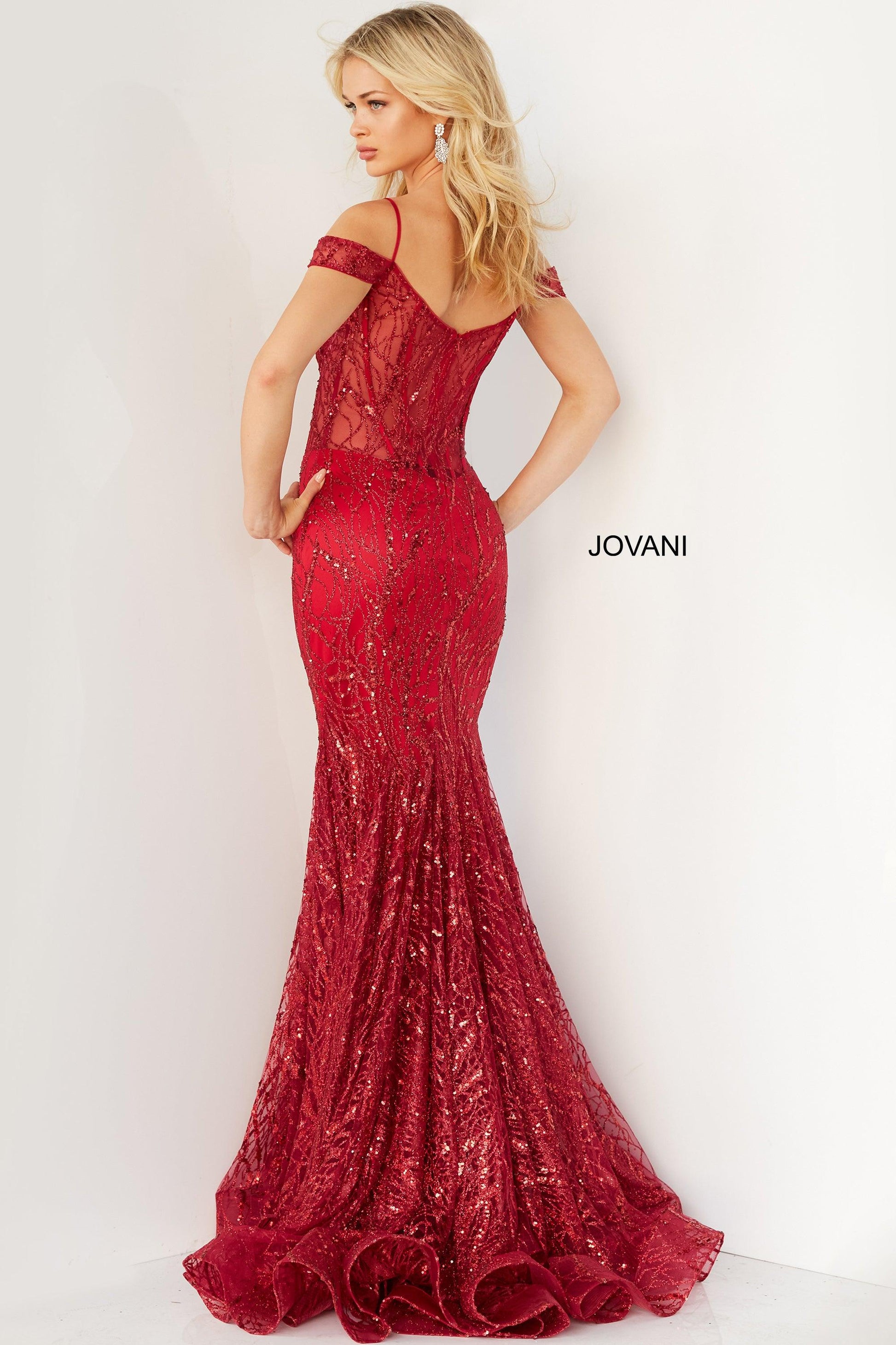 Jovani Prom Off Shoulder Long Formal Gown 05838 - The Dress Outlet