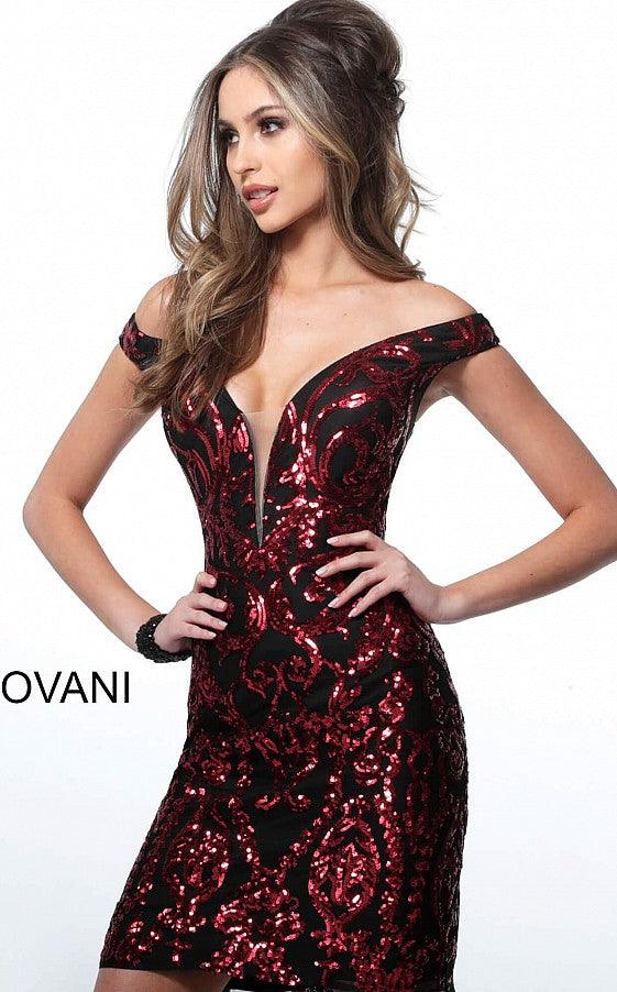 jovani red and black dress JVN by JOVANI ~ Red Ponte Black Lace Applique Formal Mini Dress 00 NEW $400