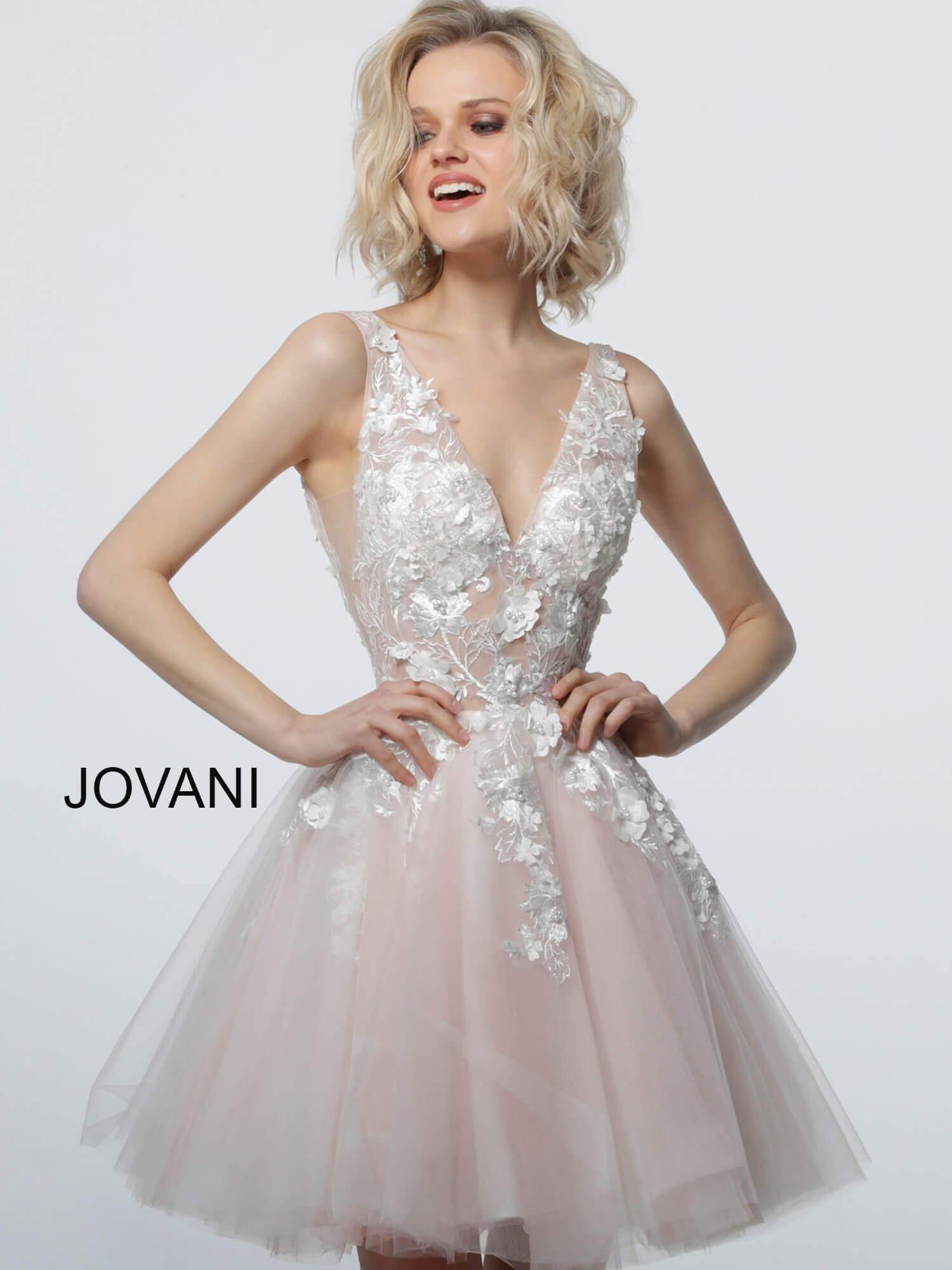Jovani Prom Short Sleeveless Cocktail Dress 63987 - The Dress Outlet