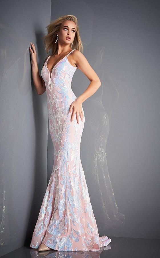 Black/Gunmetal Jovani 3263 Prom Sleeveless Fitted Long Formal Gown for ...