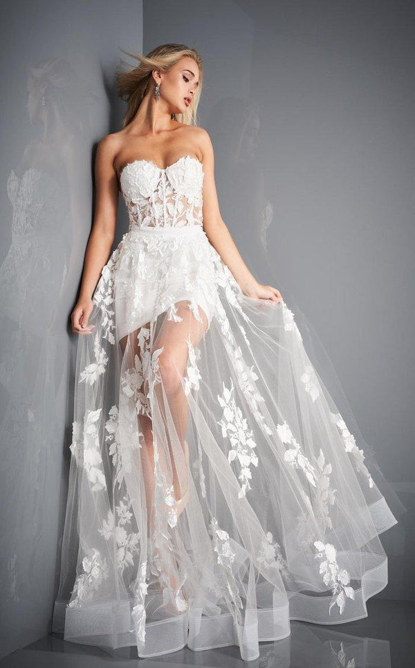 J&J Fashion 111 Strapless Long Formal Dress Lace-Up Back main image 1