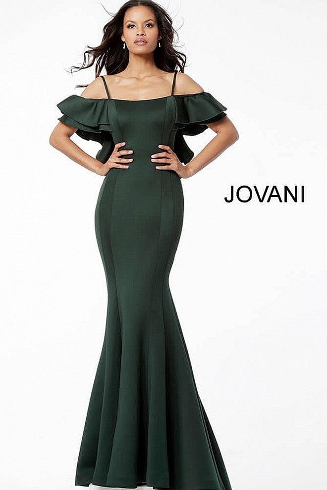 Jovani Ruffled Off-Shoulder Long Mermaid Dress 57925 - The Dress Outlet