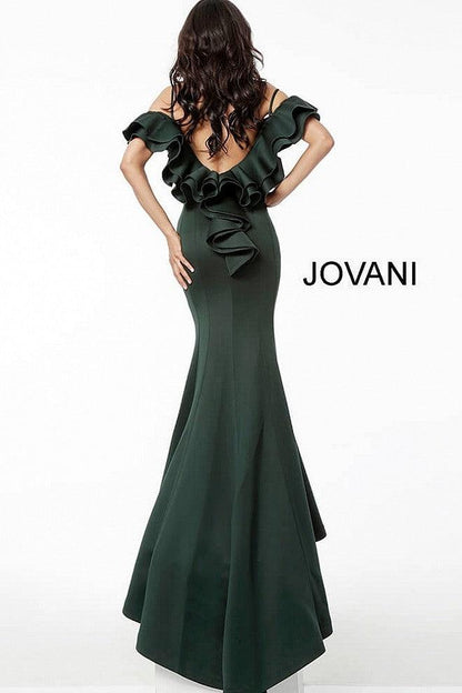 Jovani Ruffled Off-Shoulder Long Mermaid Dress 57925 - The Dress Outlet