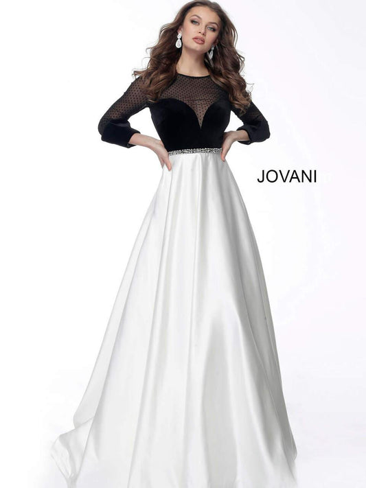 Jovani Satin A Line Long Formal Gown 62124 - The Dress Outlet
