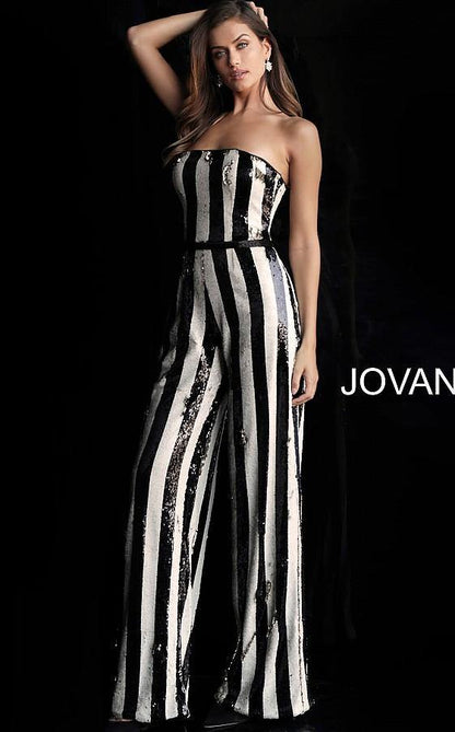 Jovani Sequin Strapless Formal Jumpsuit 65397 - The Dress Outlet