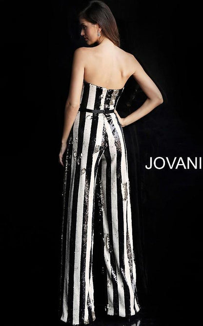 Jovani Sequin Strapless Formal Jumpsuit 65397 - The Dress Outlet
