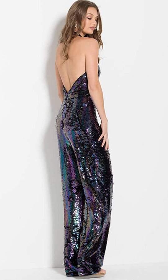 Jovani Sequined Halter Formal Jumpsuit 62368 - The Dress Outlet